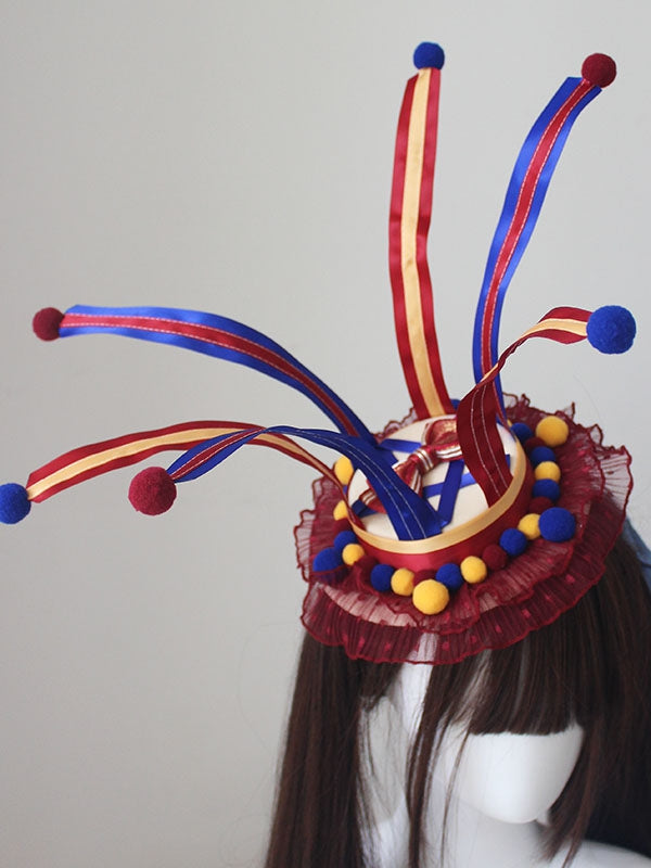 Blue And Red Circus Sweet Lolita Clown Mini Hat