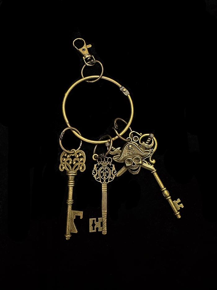 Gürtelschlüssel Schwarz / Kaffee Charm mit