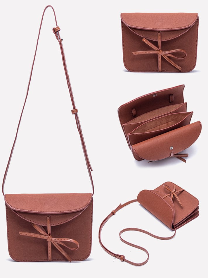 - Warmy Bow Brown Phone Pouch Crossbody Style