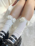 Decor White Rose Satin Socks