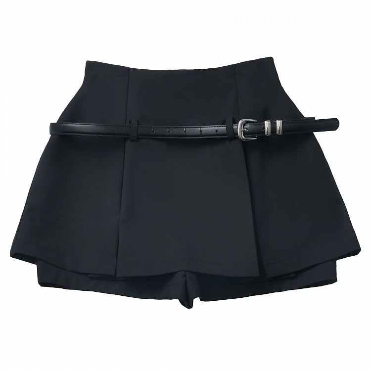 ベルト付きブラックミニ裏地付きスカート
