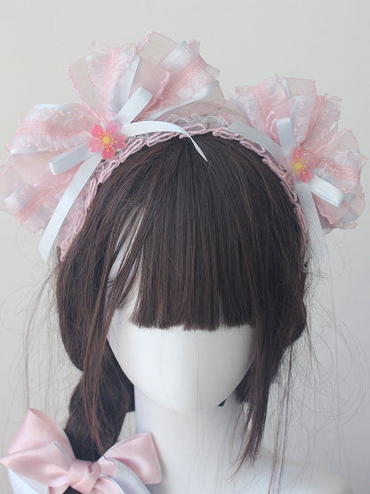 KC Pastel Ruffled Sakura Pink Blue Bow