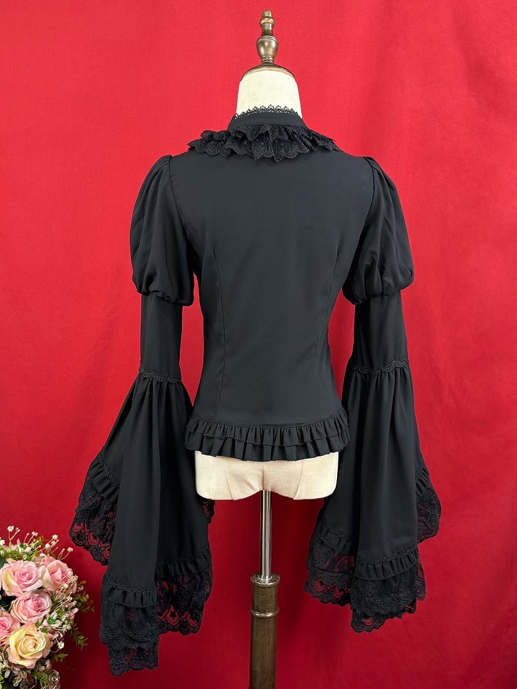 Blouse Long Elegant Black Bell Sleeves