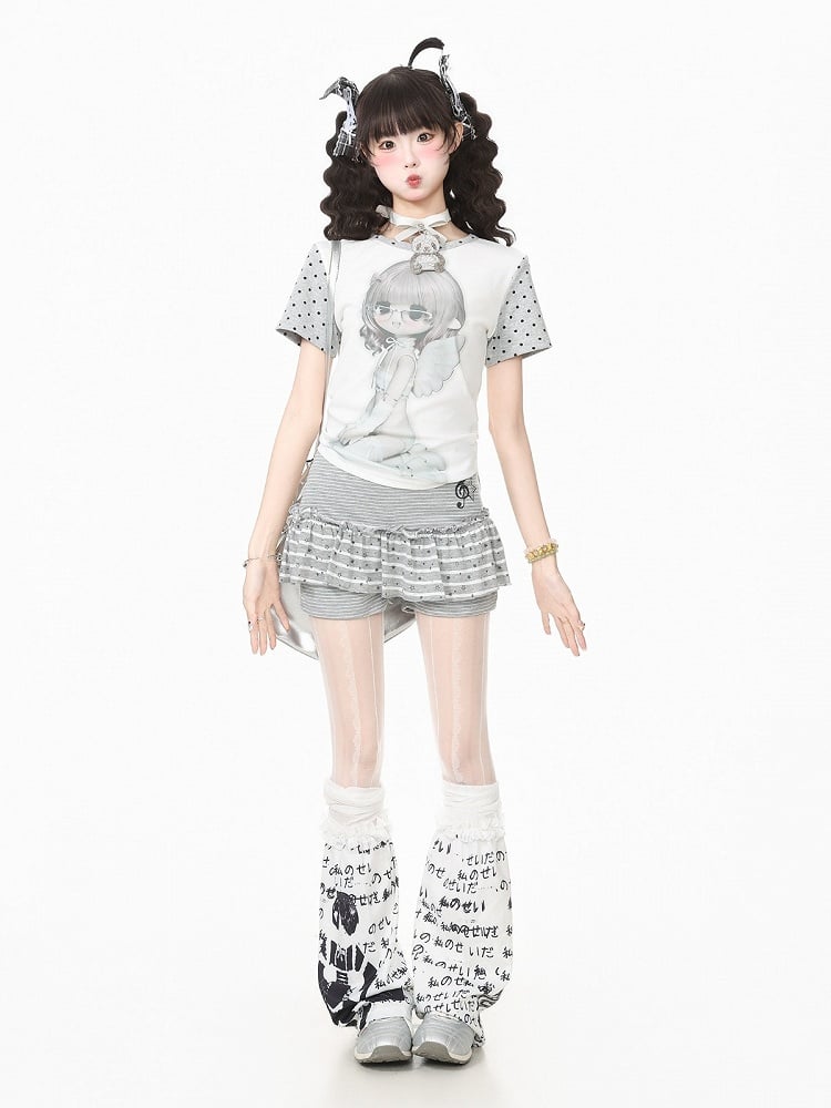 Gray Striped Star Pattern Skort - Languid Park