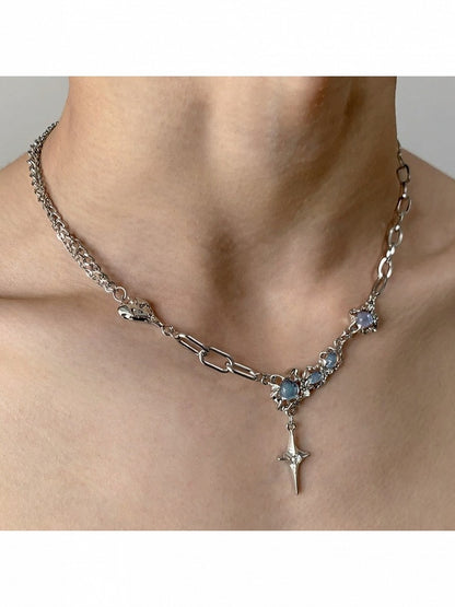 Rhinestone Asymmetrical Y2K Pendant Necklace - YSHXS