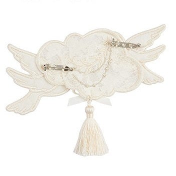 with Lolita Brooch Dove Embroidery White Tassel