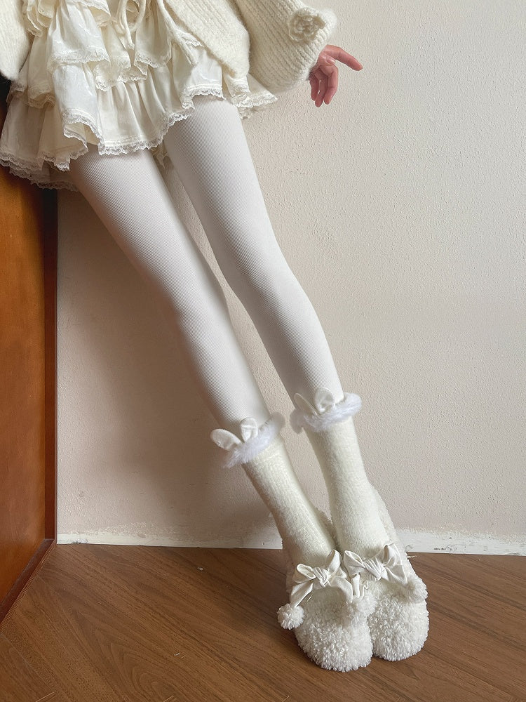 Furry Bunny Ear Lolita Decorations with Calf Socks Colors 6 Trim