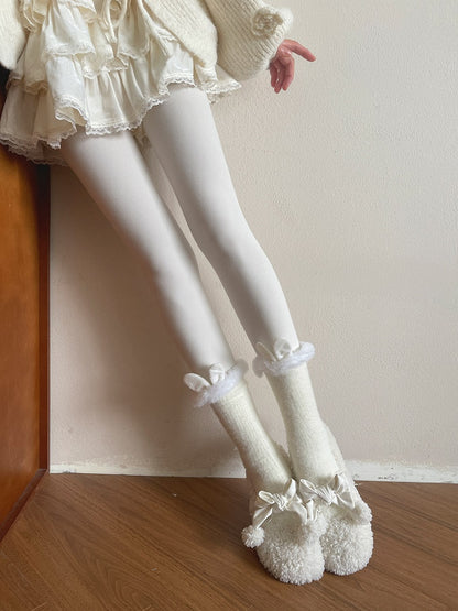 Furry Bunny Ear Lolita Decorations with Calf Socks Colors 6 Trim