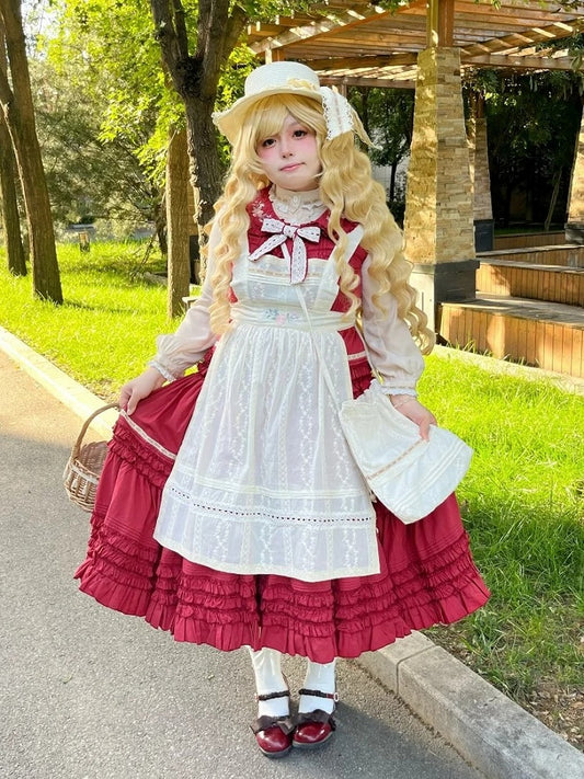 Lace Lolita Accents Bag with Drawstring Beige Top