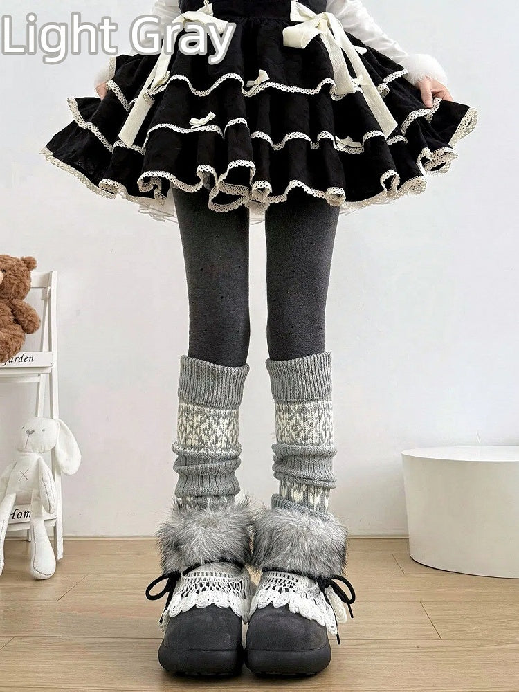 Fair Isle Leg Nordic Colors Knit 5 Warmers -