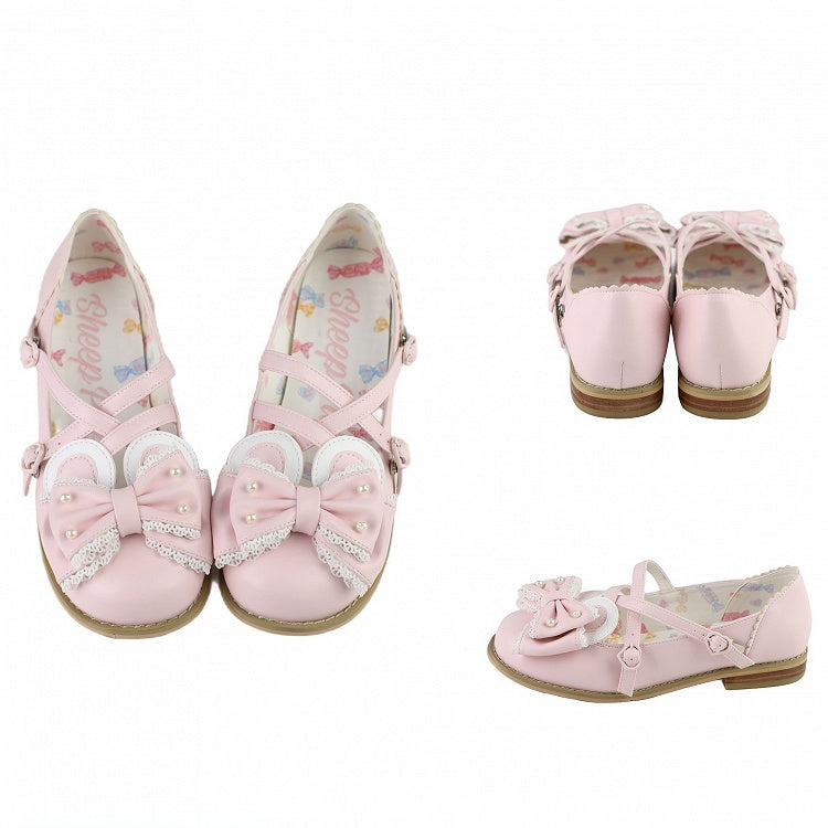 Rosa Ohrstecker mit Hasenschleife, kreuz und quer mit Perlen verziert