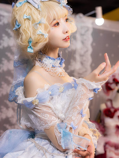 Dress Lolita Pattern Heart with Princess Blue Hime