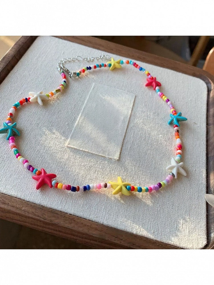 Y2K Colorful Beaded Starfish Necklace - YSHXS