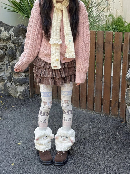 Lamb-Shaped Plush Warmers Leg