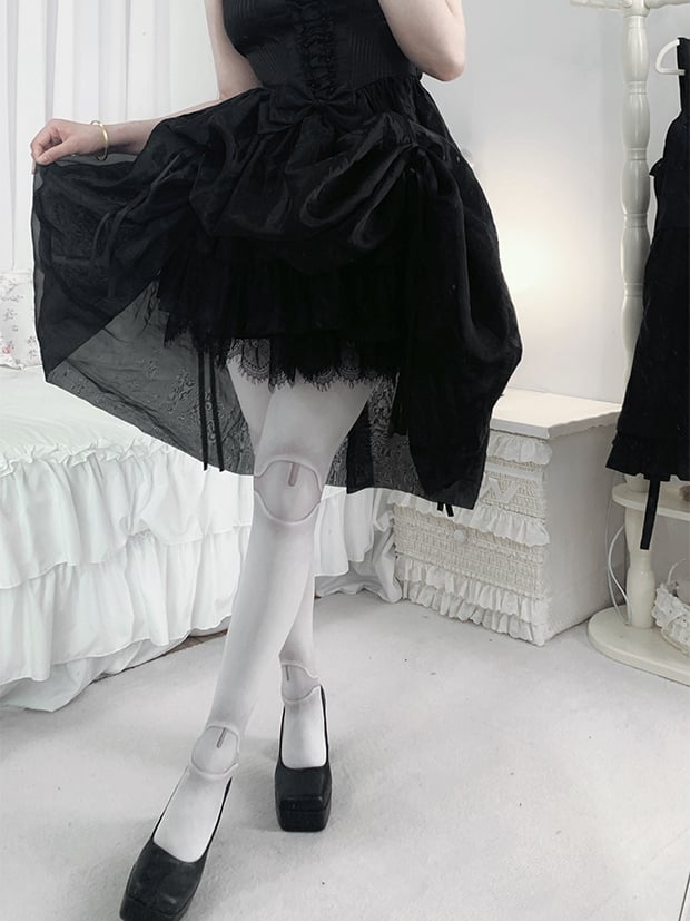 Rosa, schwarze und graue Samtstrumpfhose für Knie- und Knöchelgelenke