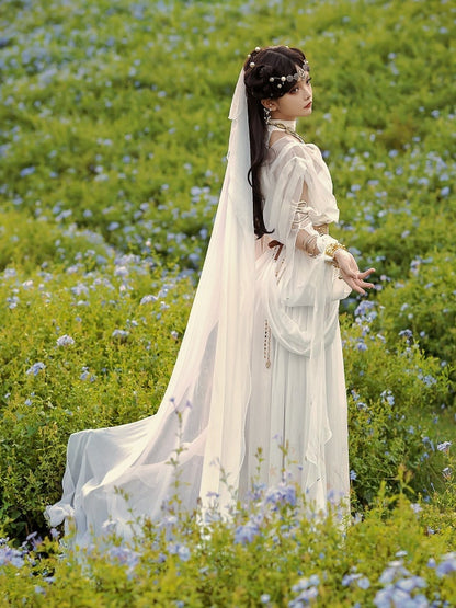 Neck + Skirt Top Set White and Vibes Golden Greek Stars Moon Sleeveless Full Halter Print