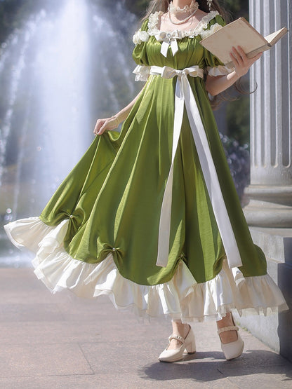 Details Maxi Empire Green Bead Waist Lolita Dress One Elegant
