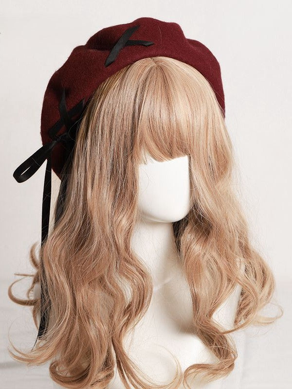 Color 11 Options Crossed Beret Accents with Tassel and Adorned – Ribbon