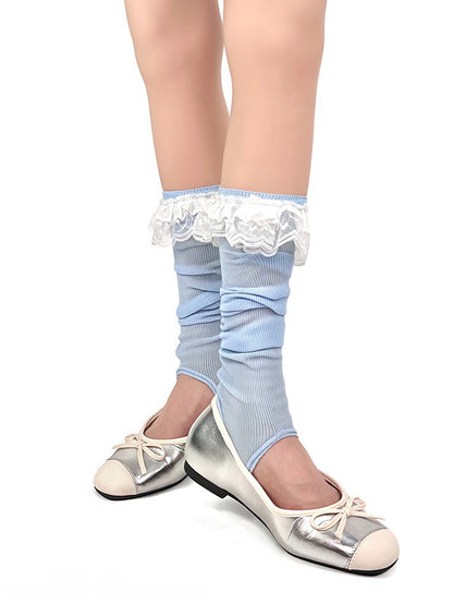 Lace Footed Leg Warmers 5 Colors Trim