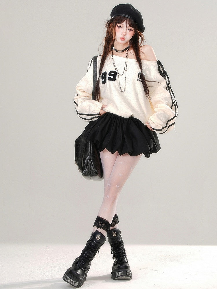 ネックラインパッチワークスカートドレスデザインアシンメトリーバブルアプリコット