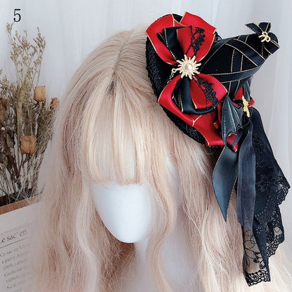 Halloween Cross Decorated Bat Wings Bowknot Details Mini Hat