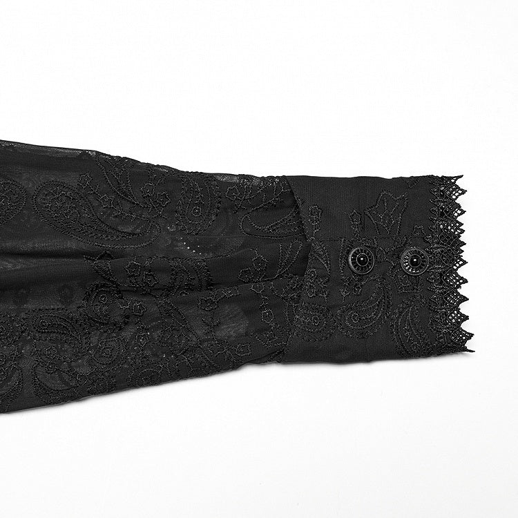 Black Men's Romantic Chiffon Shirt