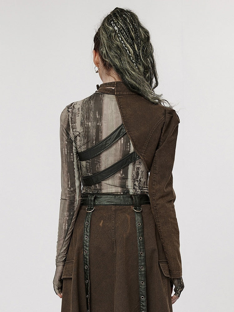 Black Brown Punk Handsome One-Arm Jacket