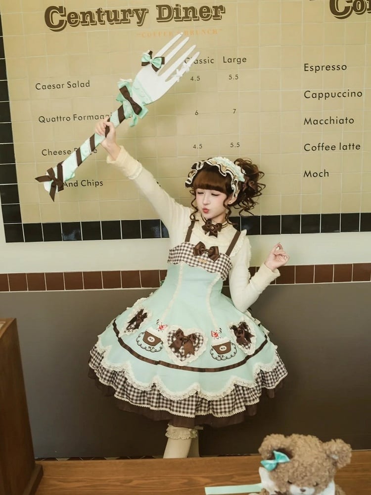 Shape Green Lolita Heart Mint JSK Applique Cake Hem and Embroidery Pompompurin