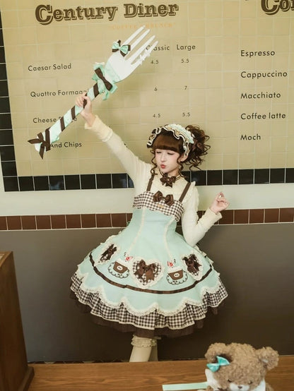 Shape Green Lolita Heart Mint JSK Applique Cake Hem and Embroidery Pompompurin