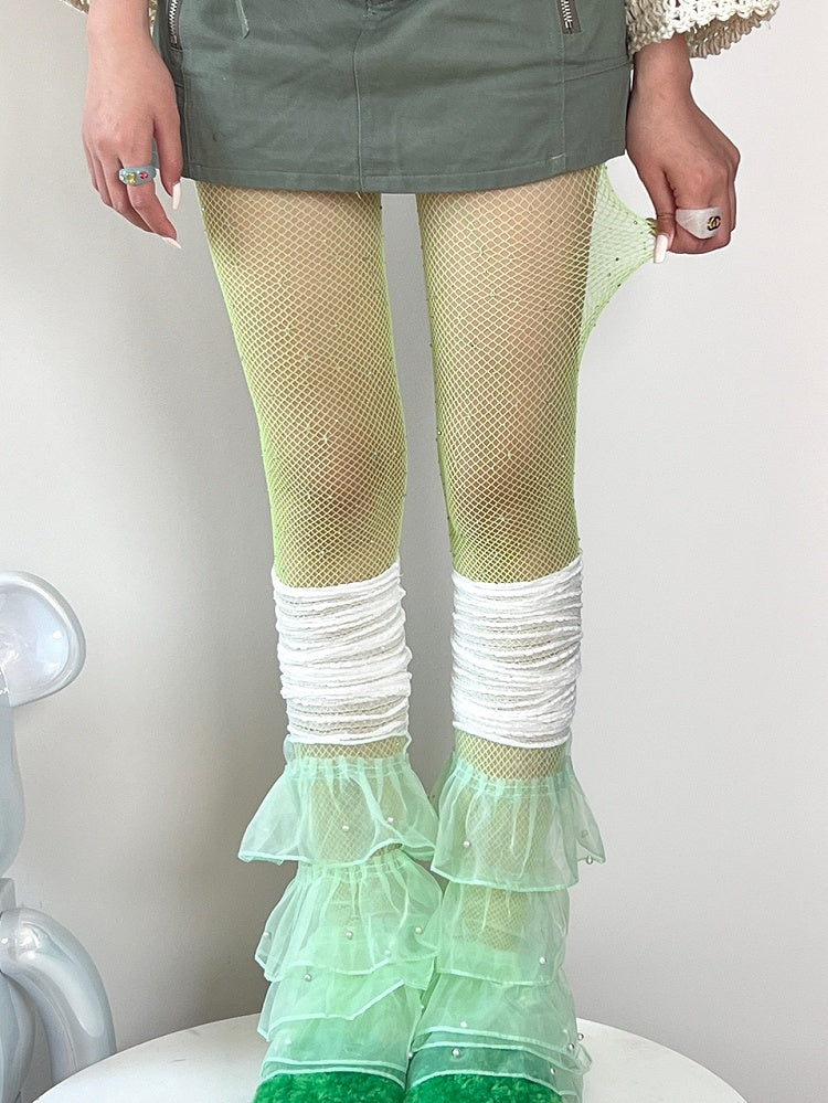 11 Color Options Rhinestone Decorated Fishnet Tights