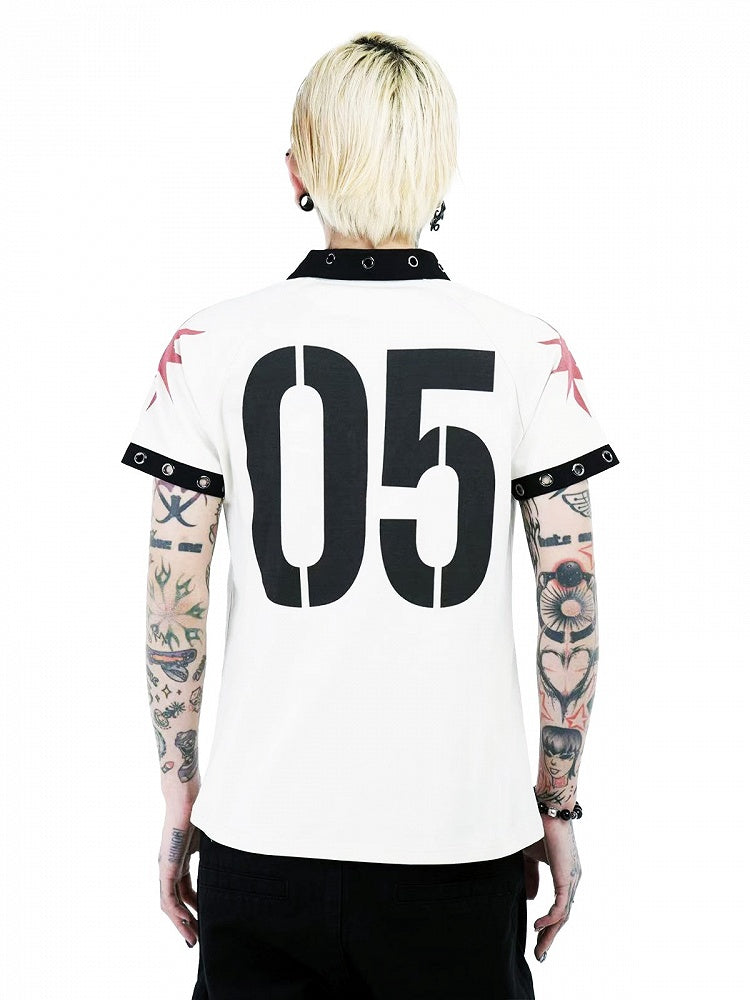 Apricot Jersey Polo Shirt with Skull Print - DETW OnLine