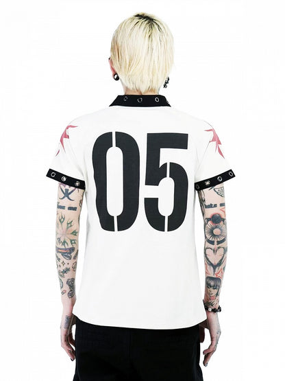 Apricot Jersey Polo Shirt with Skull Print - DETW OnLine