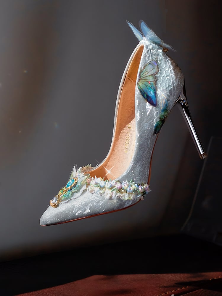 Silber 7,5 CM/10,5 CM Details Spitze Verzierte Heels Hohe Schmetterling