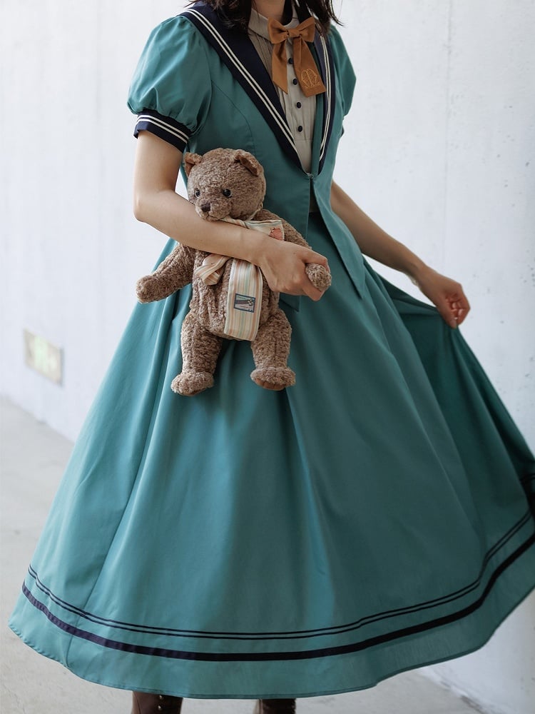 Turquoise Sailor Collar Elegant Lolita Dress - LilyVow