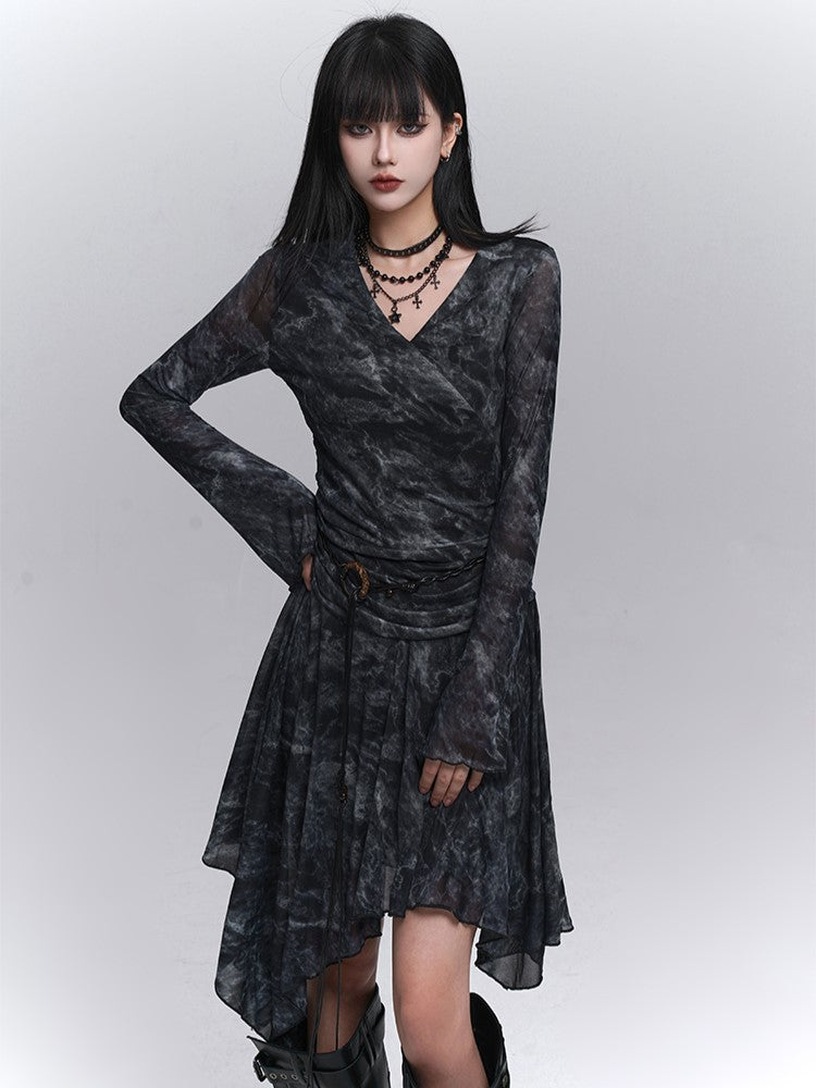 Hem for Handkerchief Fall Black A-Line Knee-Length Dress