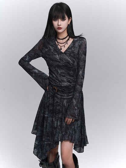 Hem for Handkerchief Fall Black A-Line Knee-Length Dress