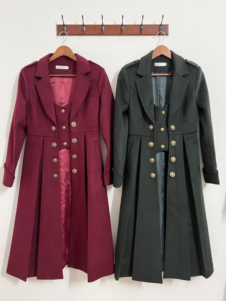 Dunkelgrüner Ouji Fashion Lolita Gothic Prince Winter Wollmantel