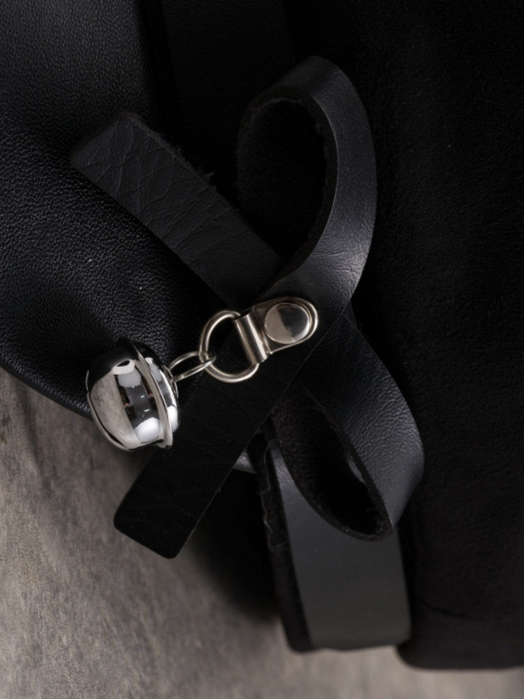 Black Decorated Design Gothic Bell Hat Charm Bowknot Beret Buckle