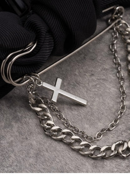 Black Bowknot Clip Decorated Claw With Cross