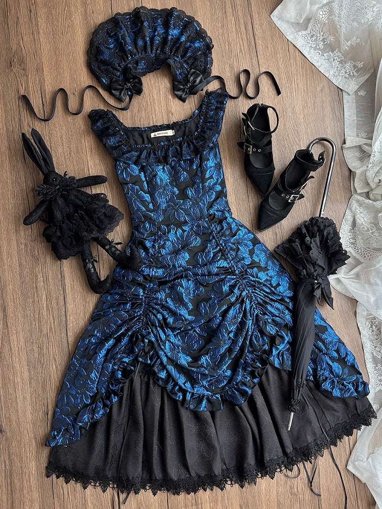 Dark Blue Ruffled JSK Gothic Lily - Miss Point