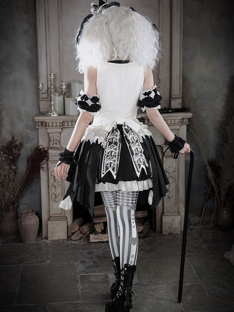 Button-Front Vest with Floral Print and Stripes - Unknown Star