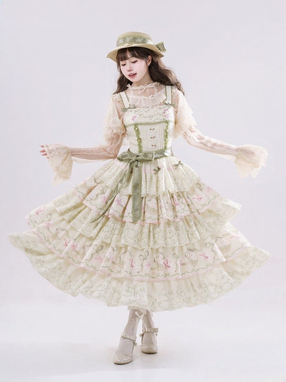 Tiered Print Skirt Jumper Lolita Bunny