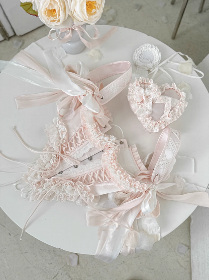 Rosa Korsettgürtel mit Schnürdetails