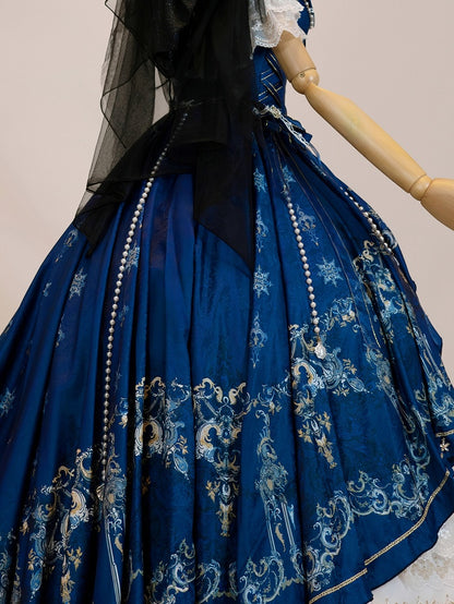 Black / Dark Blue Beaded Waist Chain