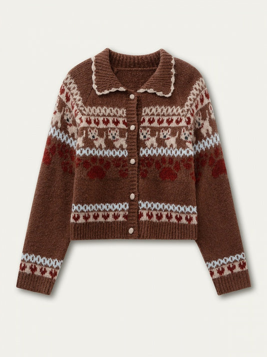 Kawaii Sweater Style Knit Pattern with Retro Dog