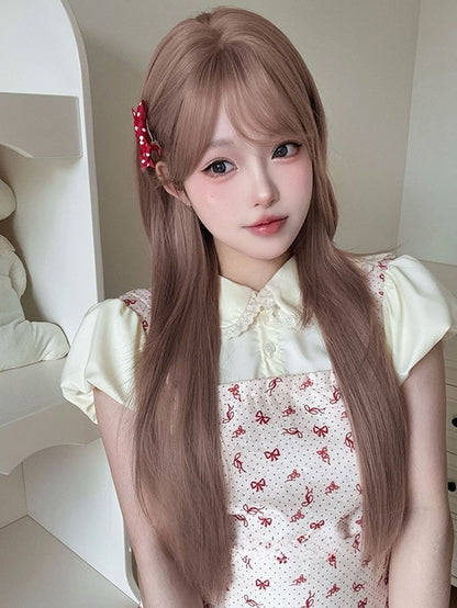 ウィッグ ストレート エアレングス バングス 70cm ブラウン