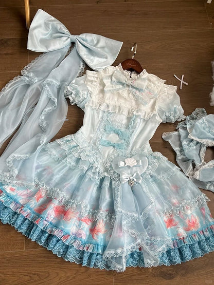 Blue Heart Shell Brooch Sweet Lolita Pin - Mewroco