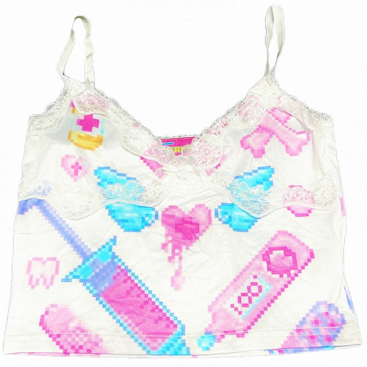 Lace Top Yami Trim Colorful Kawaii Cami Y2K