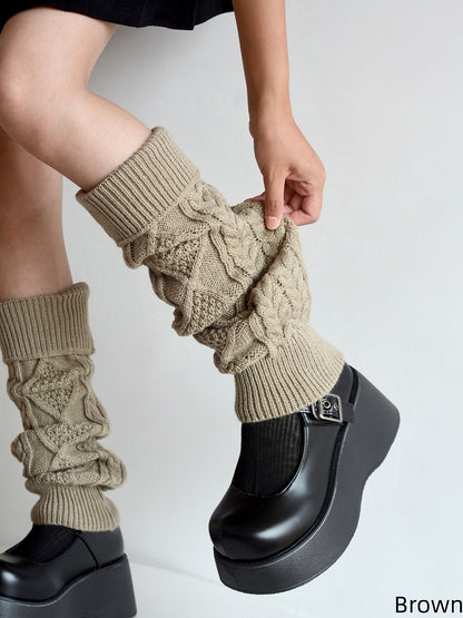 5 Colors Cuffed Cable Knit Leg Warmers
