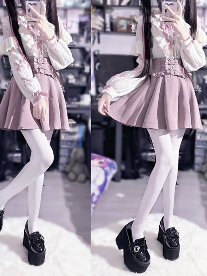 Soft Lace Top: in Faux White Jirai Kei Knit Criss-Cross Shoulder Pink Cutouts Sleeve Style Mink